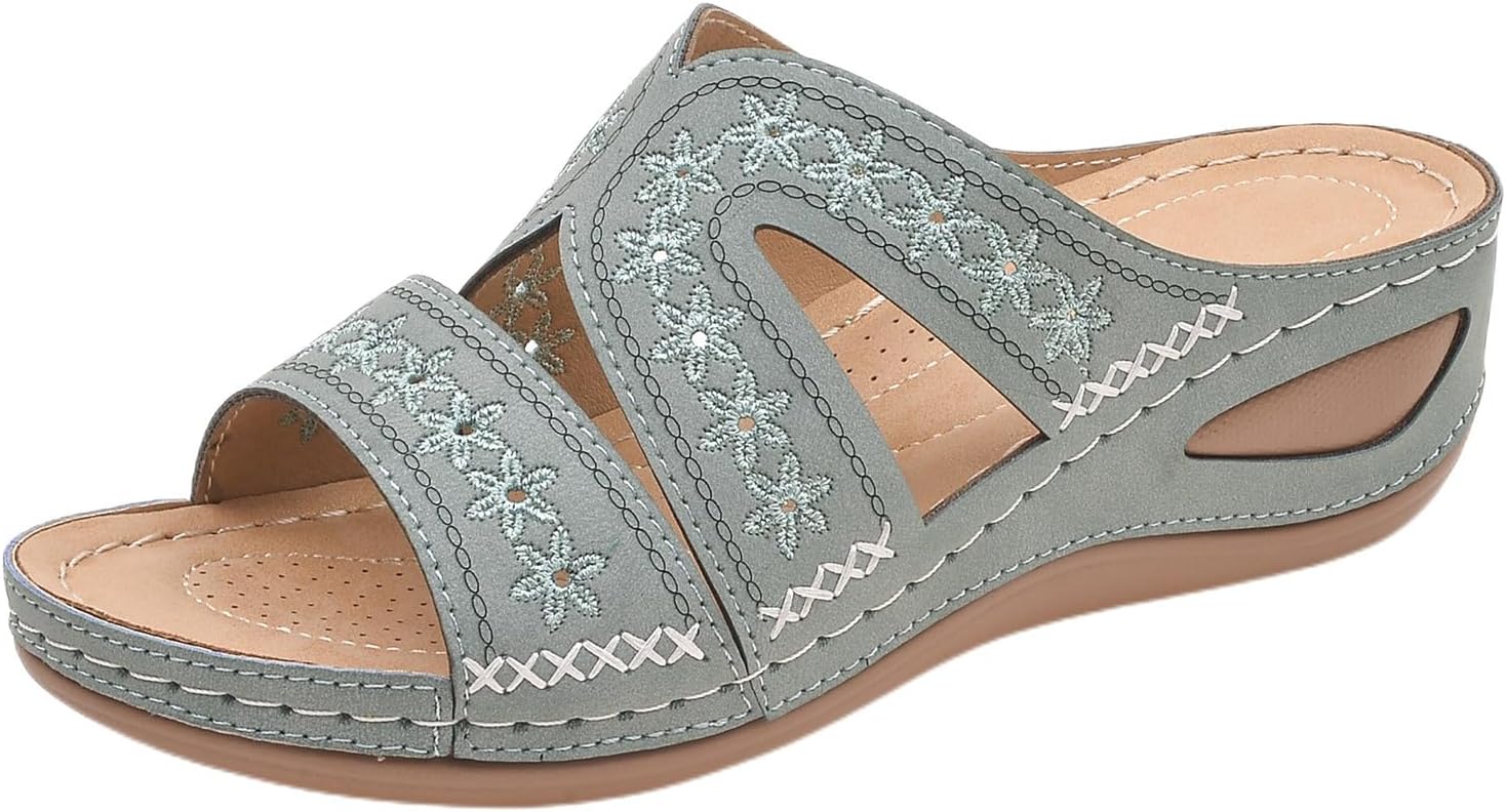 

Женские сандалии на танкетке Комфортные ортопедические сандалии, женские нарядные летние платформенные повседневные сандалии на танкетке, обувь без застежки с открытым носком, с вырезами, дышащие платформенные тапочки Generic, зеленый