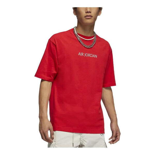 

Футболка Air Jordan Solid Color Alphabet Round Neck Short Sleeve T-Shirt Men's Red, красный