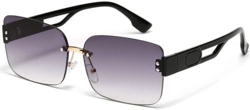 

Ретро-очки без оправы прямоугольной формы для женщин, винтажные солнцезащитные очки с алмазной огранкой для мужчин, классические винтажные очки UV400 MTZJH, Gradient Grey