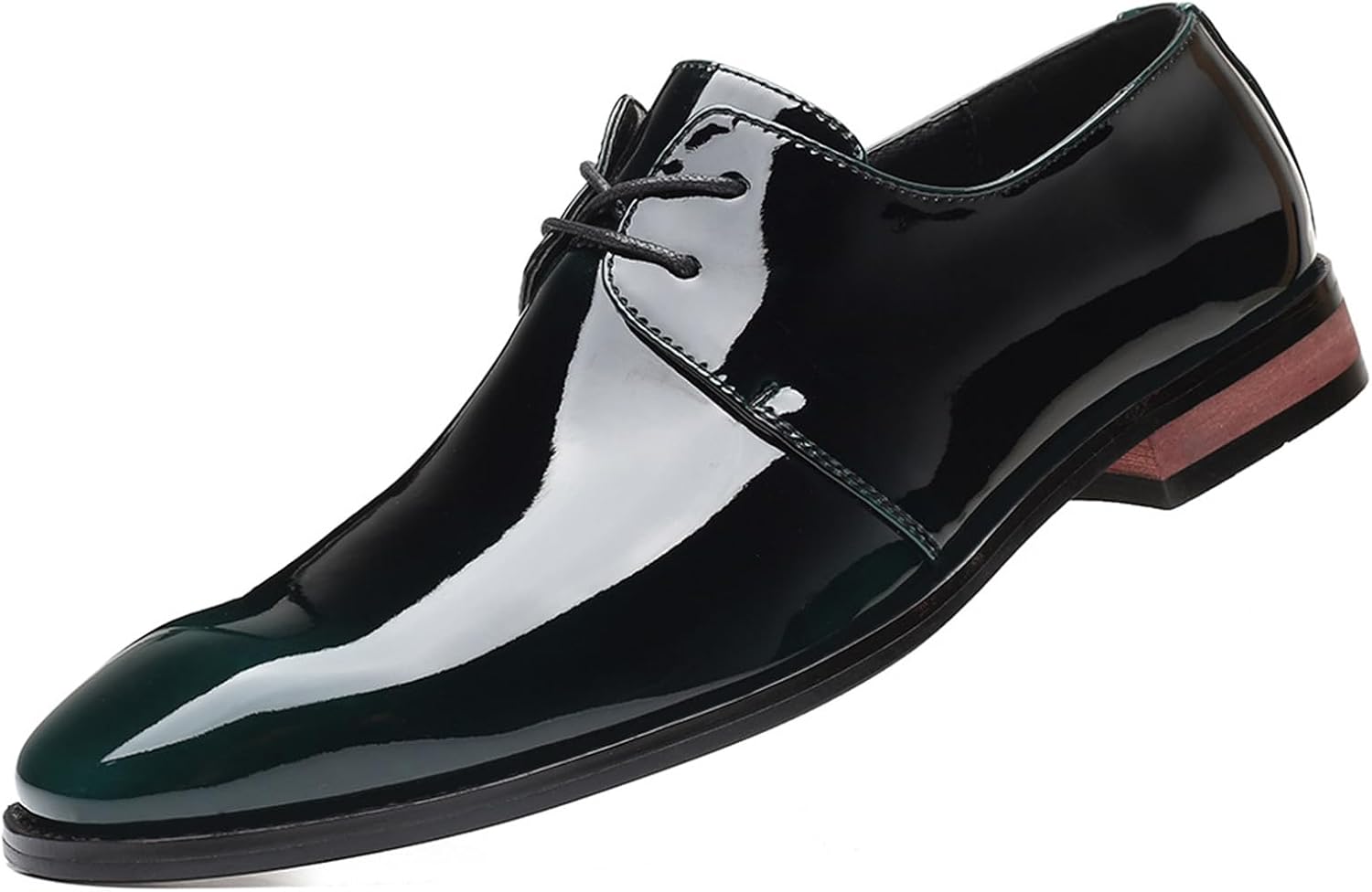 

Мужская обувь из лакированной кожи, формальные туфли для свадьбы и деловых мероприятий, блестящие туфли дерби на шнуровке, плоские Kyoescai, зеленый