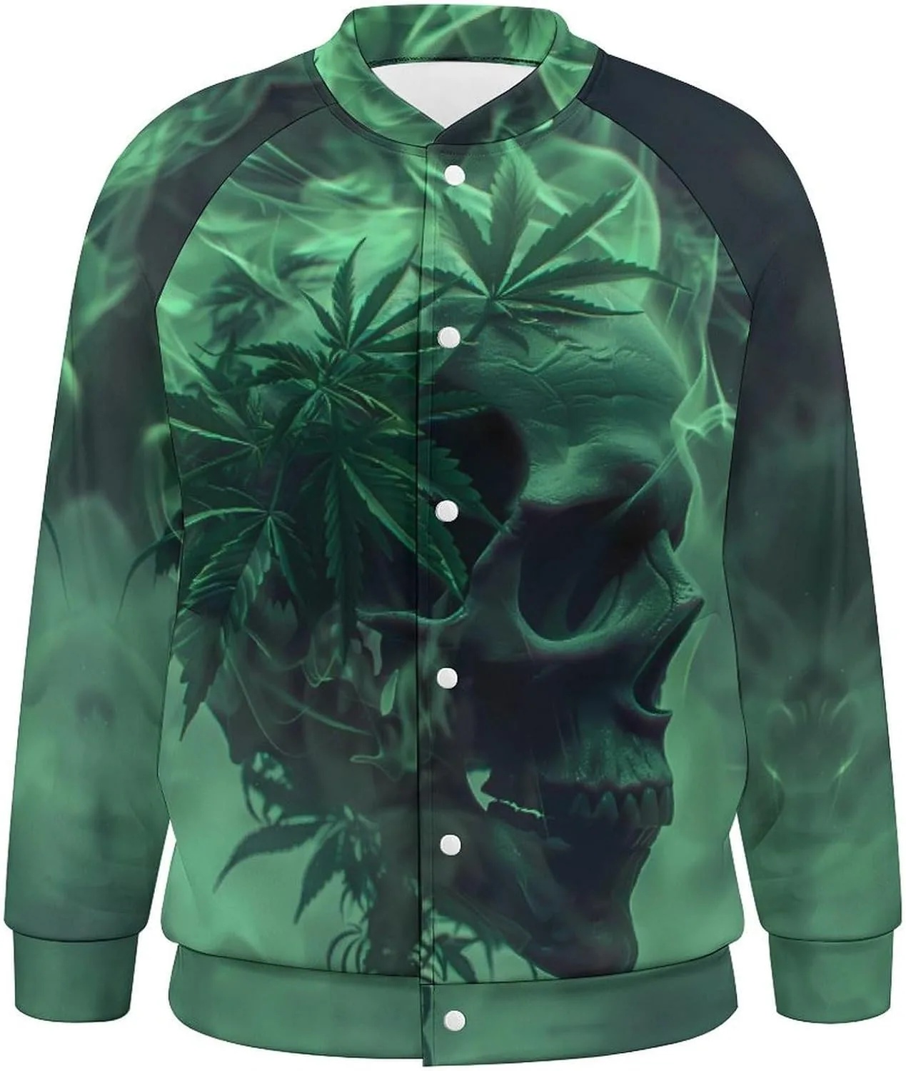 Куртка-бомбер Skull Smoke Weed мужская легкая бейсбольная куртка-варенка Generic, Style — фото 4