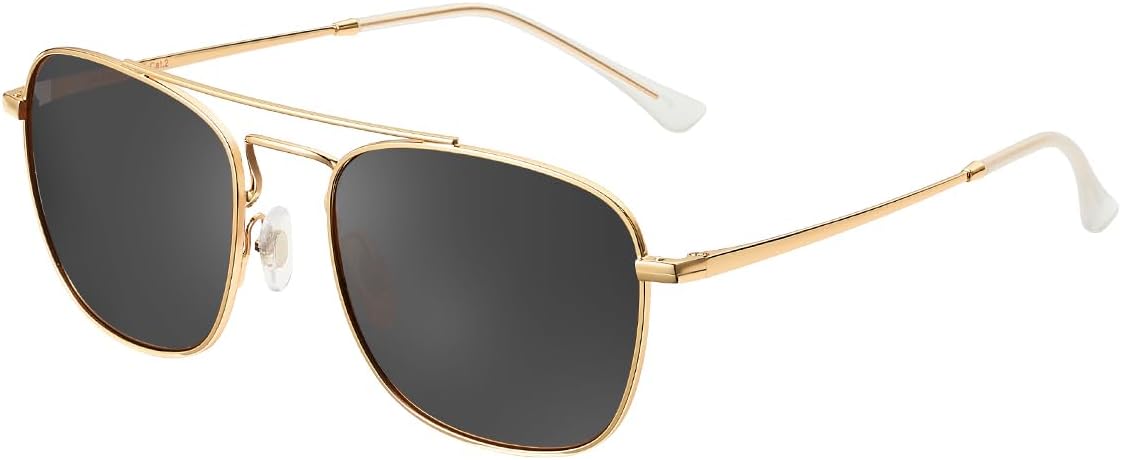 

Солнцезащитные очки JIM HALO Retro Square Aviator с линзами из высококачественного стекла и плоскими металлическими линзами, для мужчин и женщин, Gold Frame / Polarized Grey Lens（not Glass Lens）