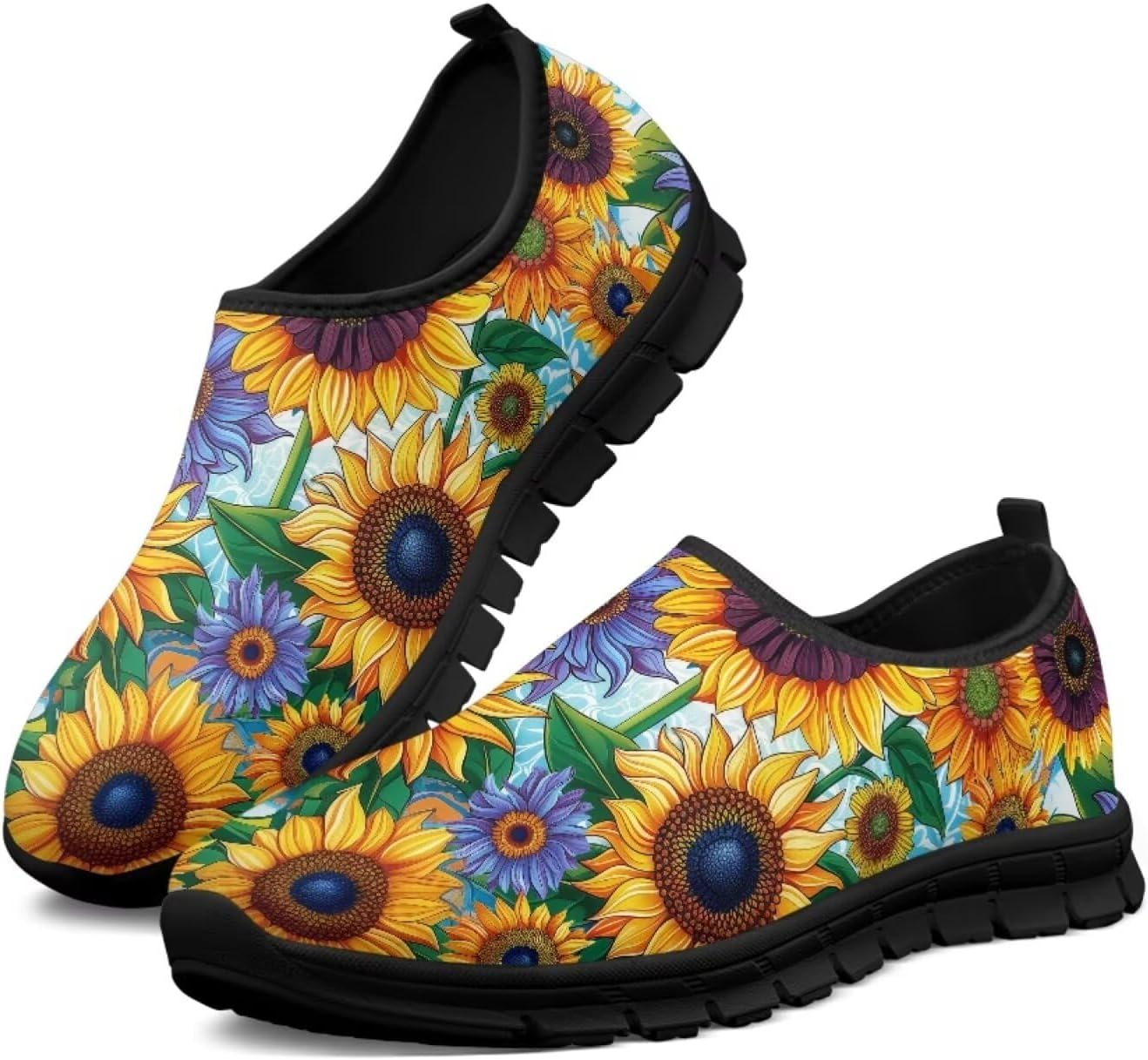 

Мужские слипоны Twousenru, удобные повседневные лоферы, широкие, с нескользящей подошвой, обувь для работы, домашние тапочки, легкие кроссовки для улицы, Blooming Sunflowers