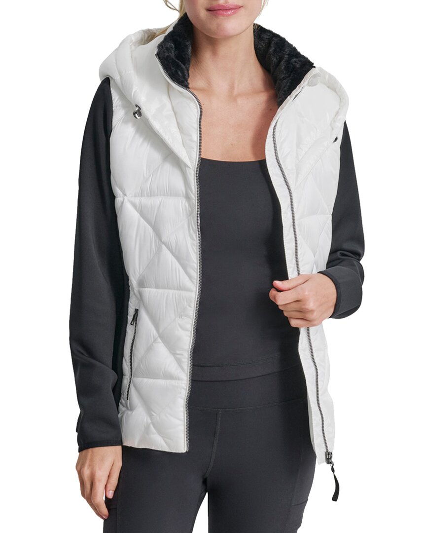 

DKNY смешанная стеганая куртка с застежкой-молнией на всю длину, белый