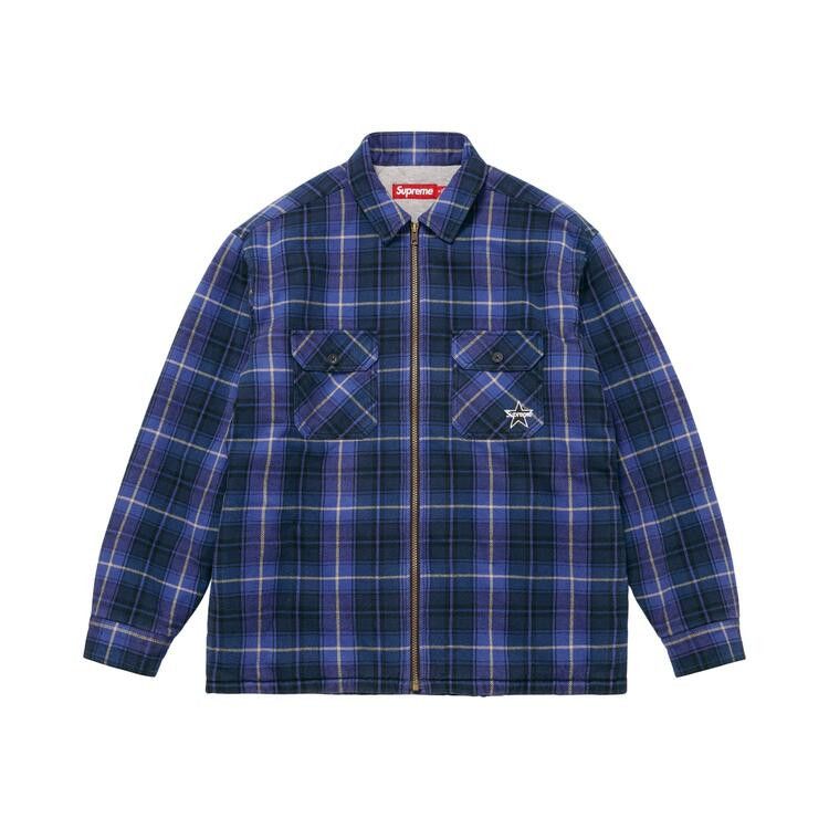 

Рубашка Supreme Thermal Lined Zip Up Flannel Shirt 'Blue'