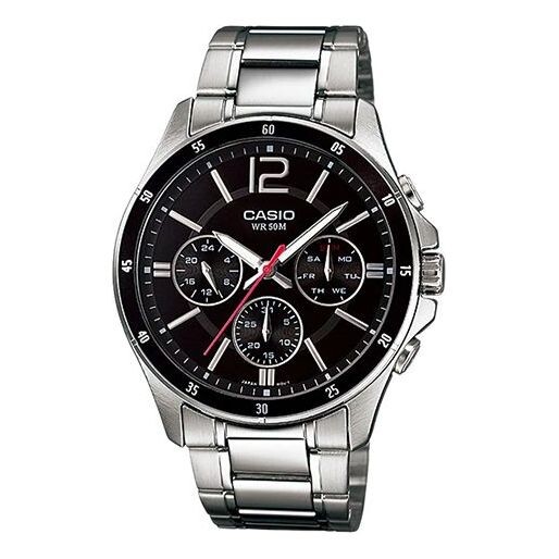 

Часы CASIO Waterproof Stainless Steel Strap Quartz Mens Black Analog, черный