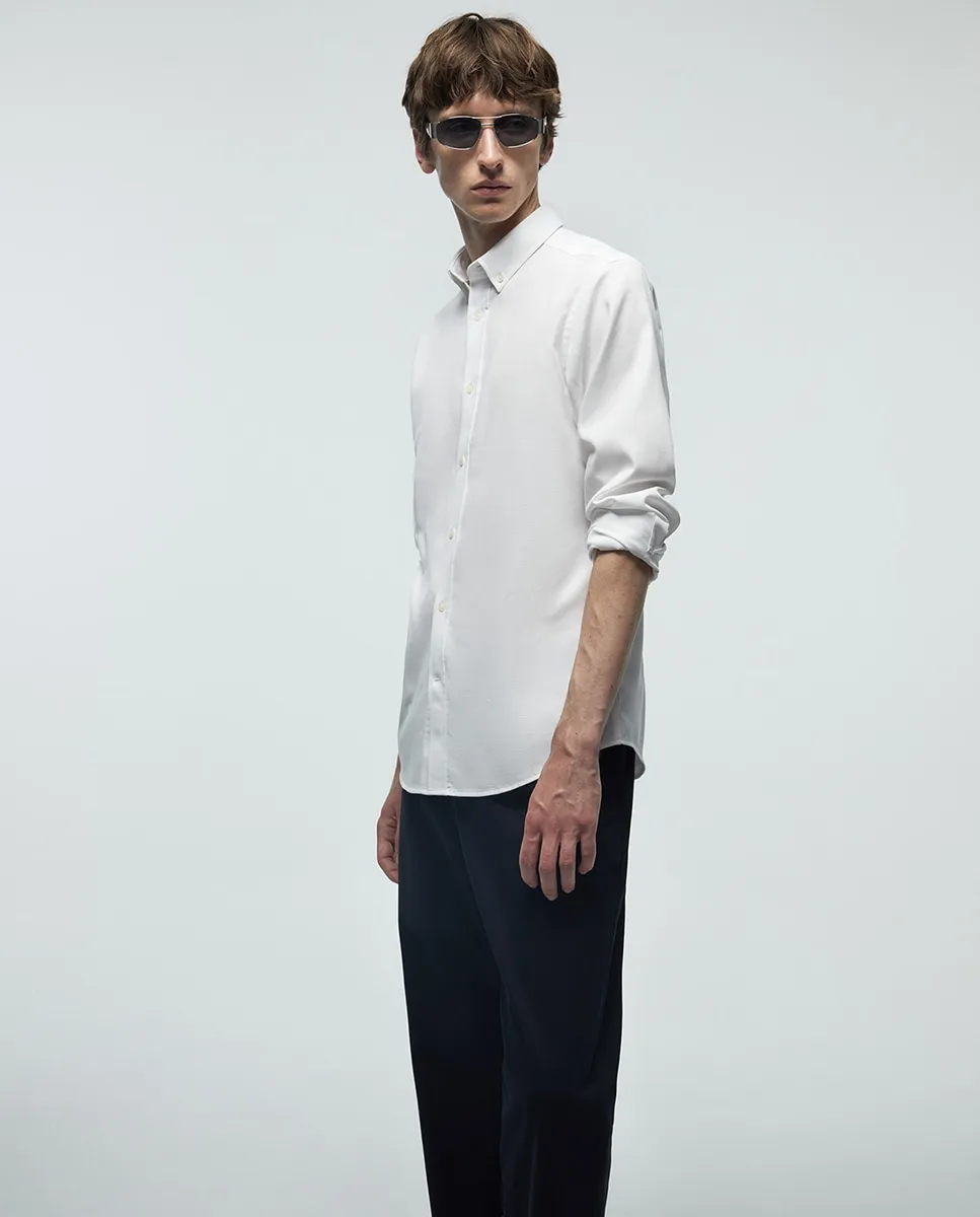 

Рубашка структурированная облегающая Sfera, белый