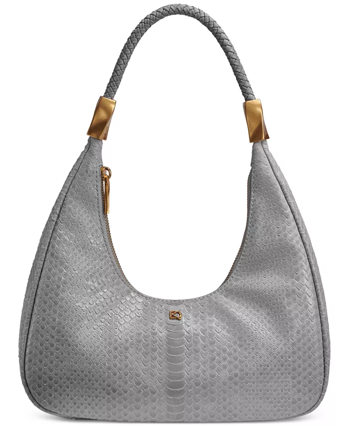 

Кожаная сумка через плечо Quogue Skipper Snake Small Donna Karan New York, серый