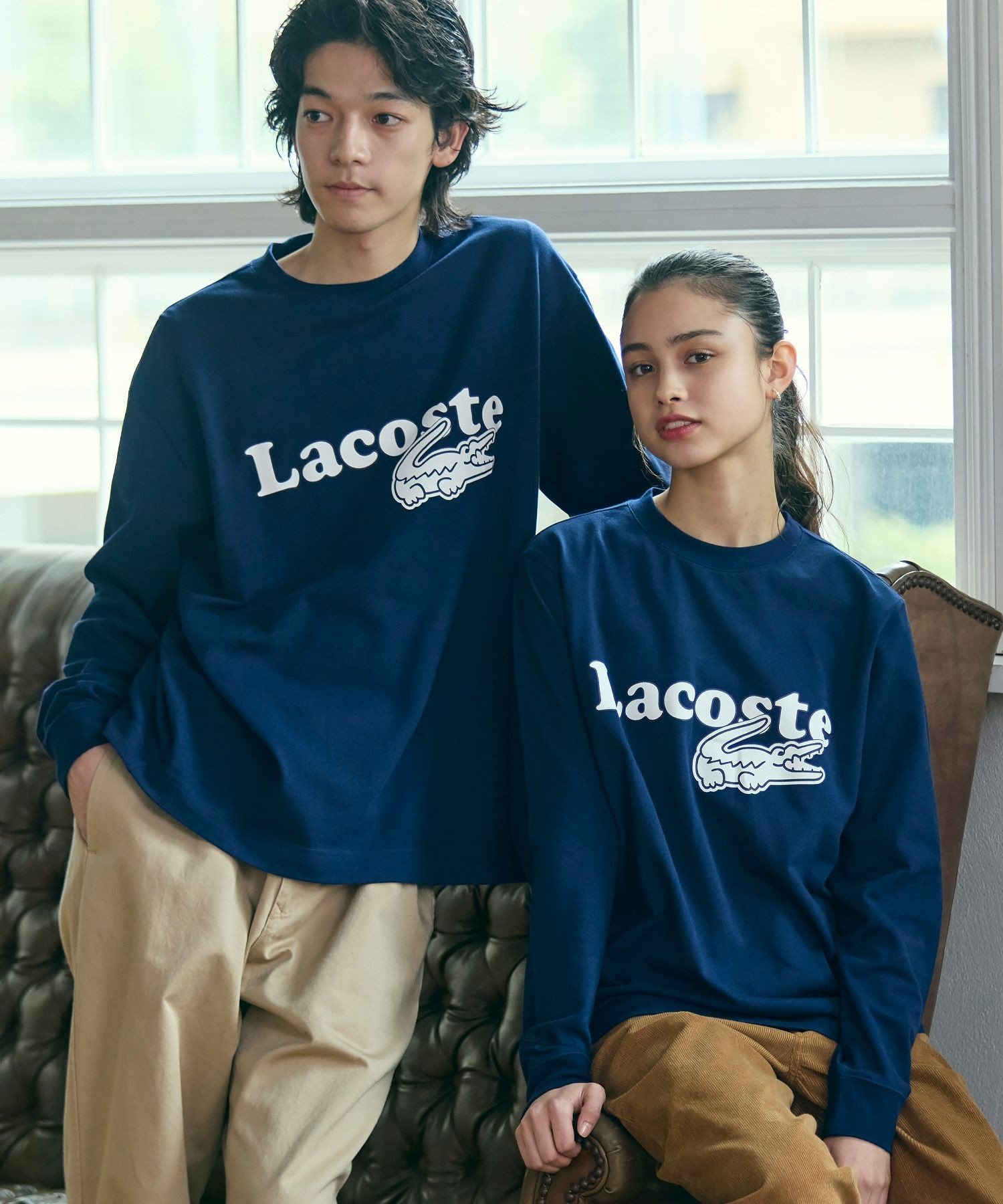 Футболка LACOSTE с принтом оверсайз, Navy