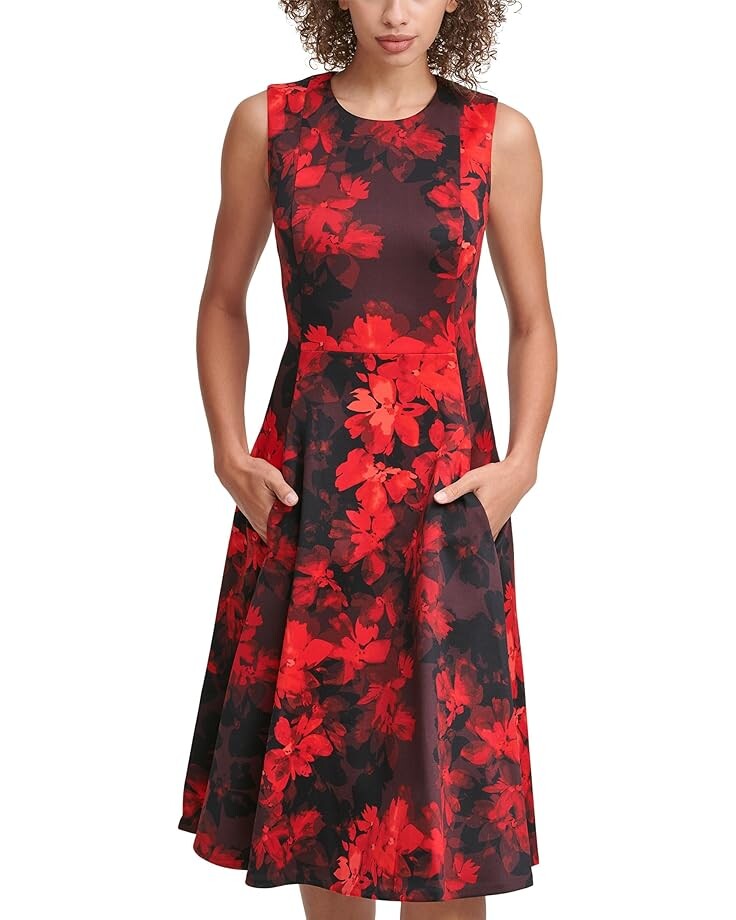 

Платье Calvin Klein Floral Fit And Flare, цвет Red Multi