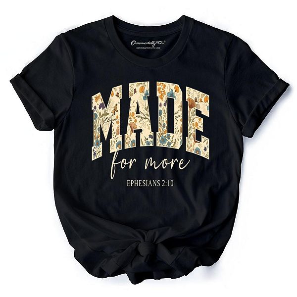 

Футболка floral faithful christians с цитатой из библии ephesians 2:10 Ornamentallyyou, Black