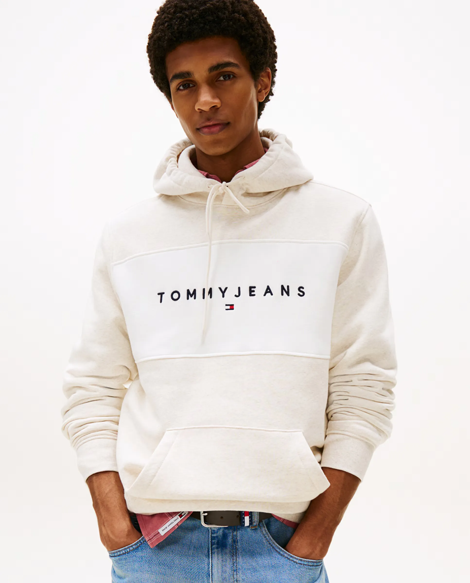 

Мужская худи классического кроя с капюшоном Tommy Jeans, бежевый
