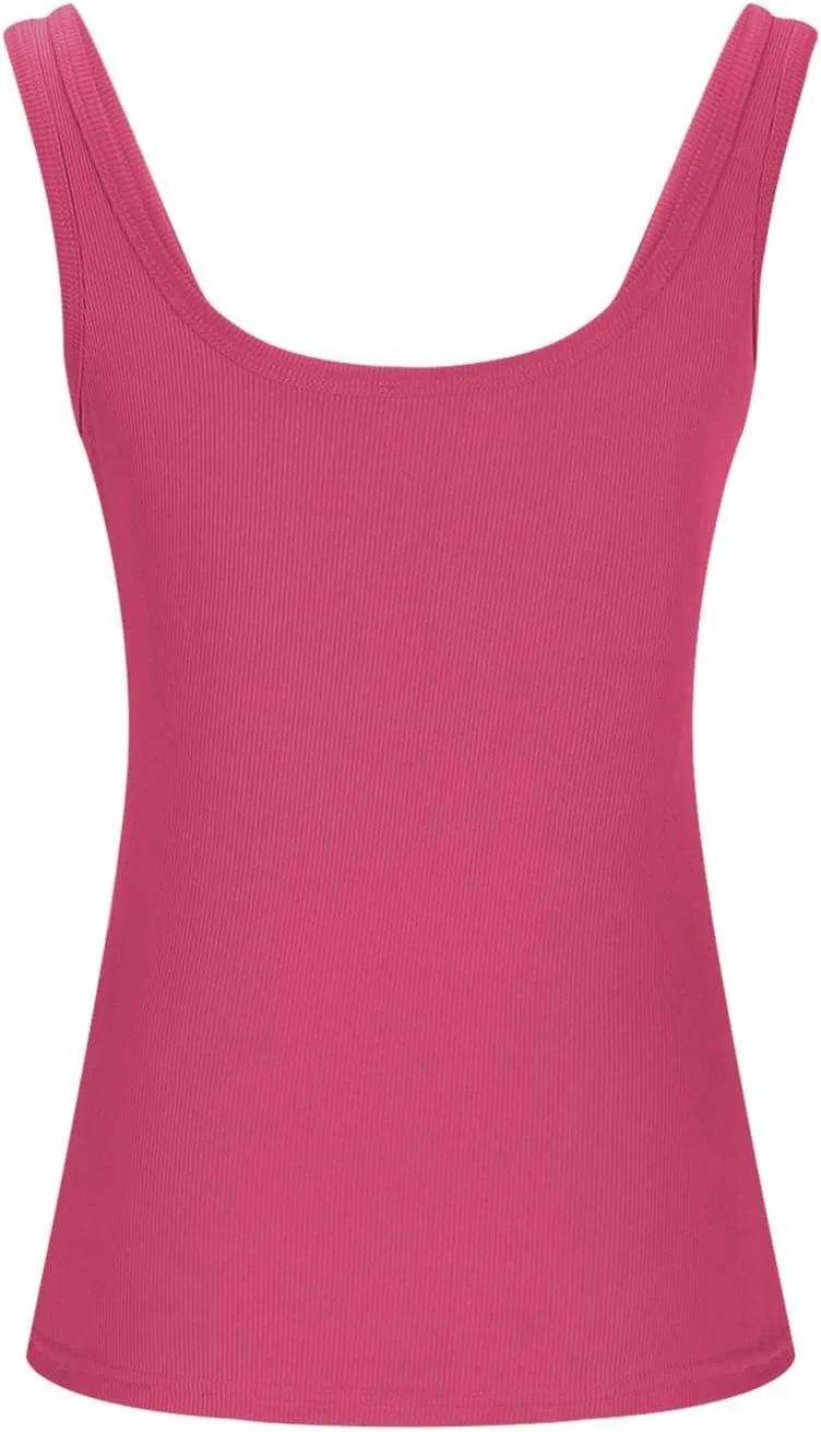 Топ-майка женская облегающая, вязаная, без рукавов, Hot Pink — фото 3
