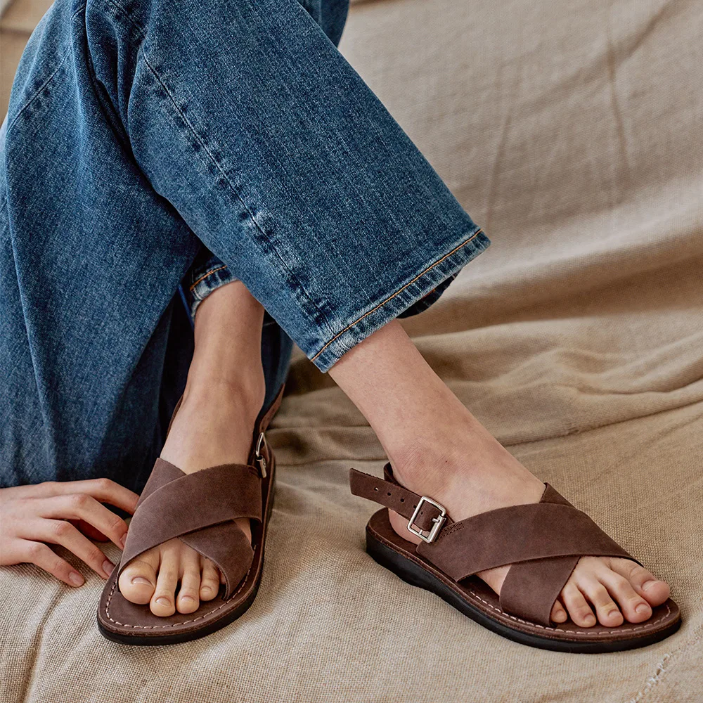 Мужские сандалии Elan Buckle коричневые от Jerusalem Sandals