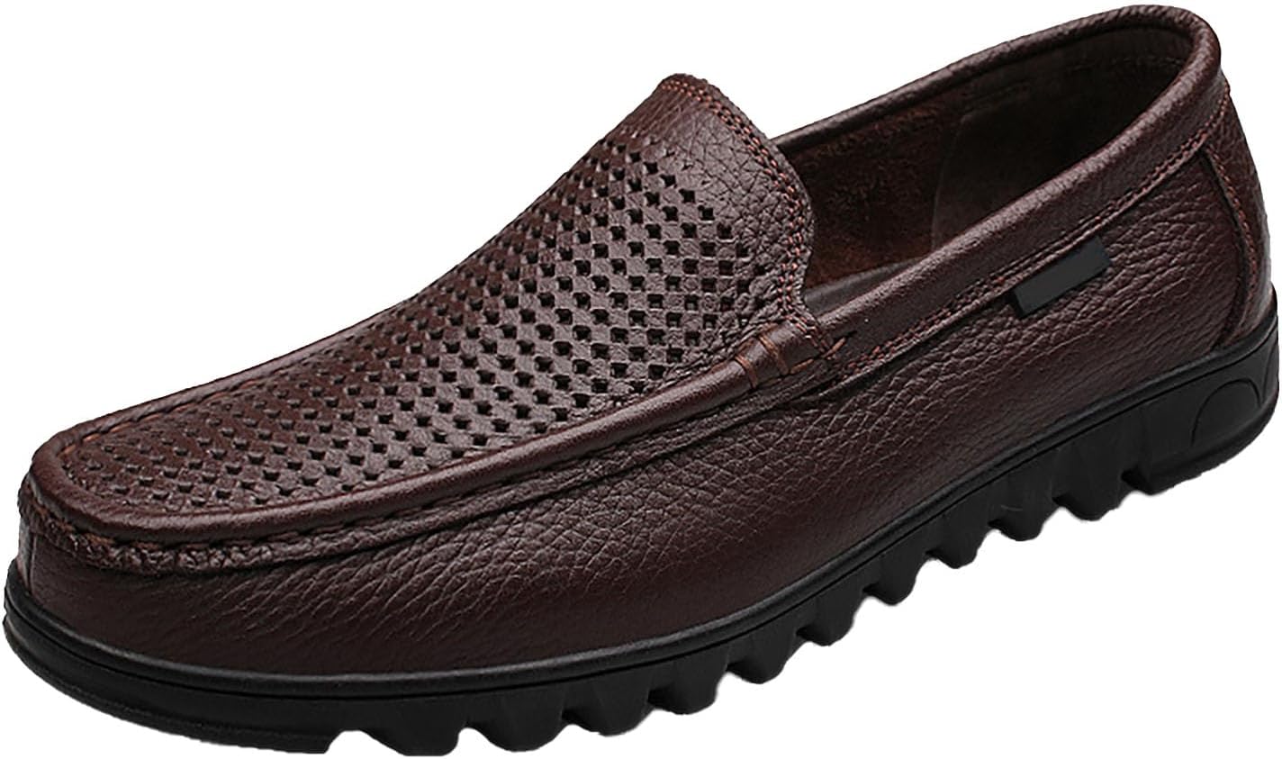 

Мужские повседневные кожаные лоферы-слипоны с мягкой подошвой, удобные плоские туфли, модные, легкие, с нескользящей подошвой, обувь для свободной ходьбы Nxnbhsl, темно-коричневый