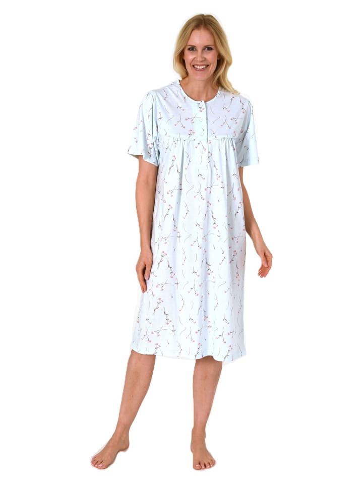 

Женственная ночная рубашка с короткими рукавами и пуговицами на шее, светло-бирюзового цвета. NORMANN