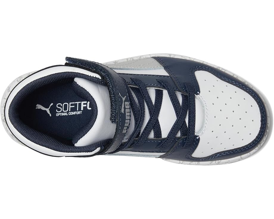 Кроссовки PUMA Kids Rebound Layup Marble, цвет PUMA White-Flat Light Gray-Club Navy — фото 2