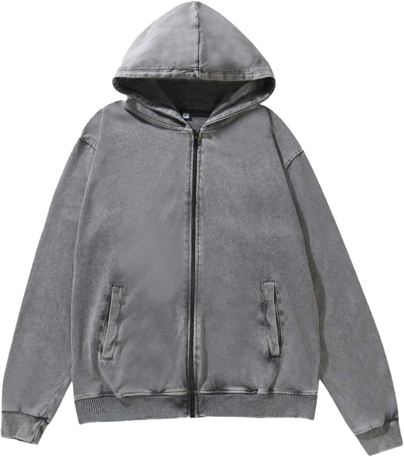 Винтажный худи с молнией для мужчин Casual Distressed Washed — фото 4
