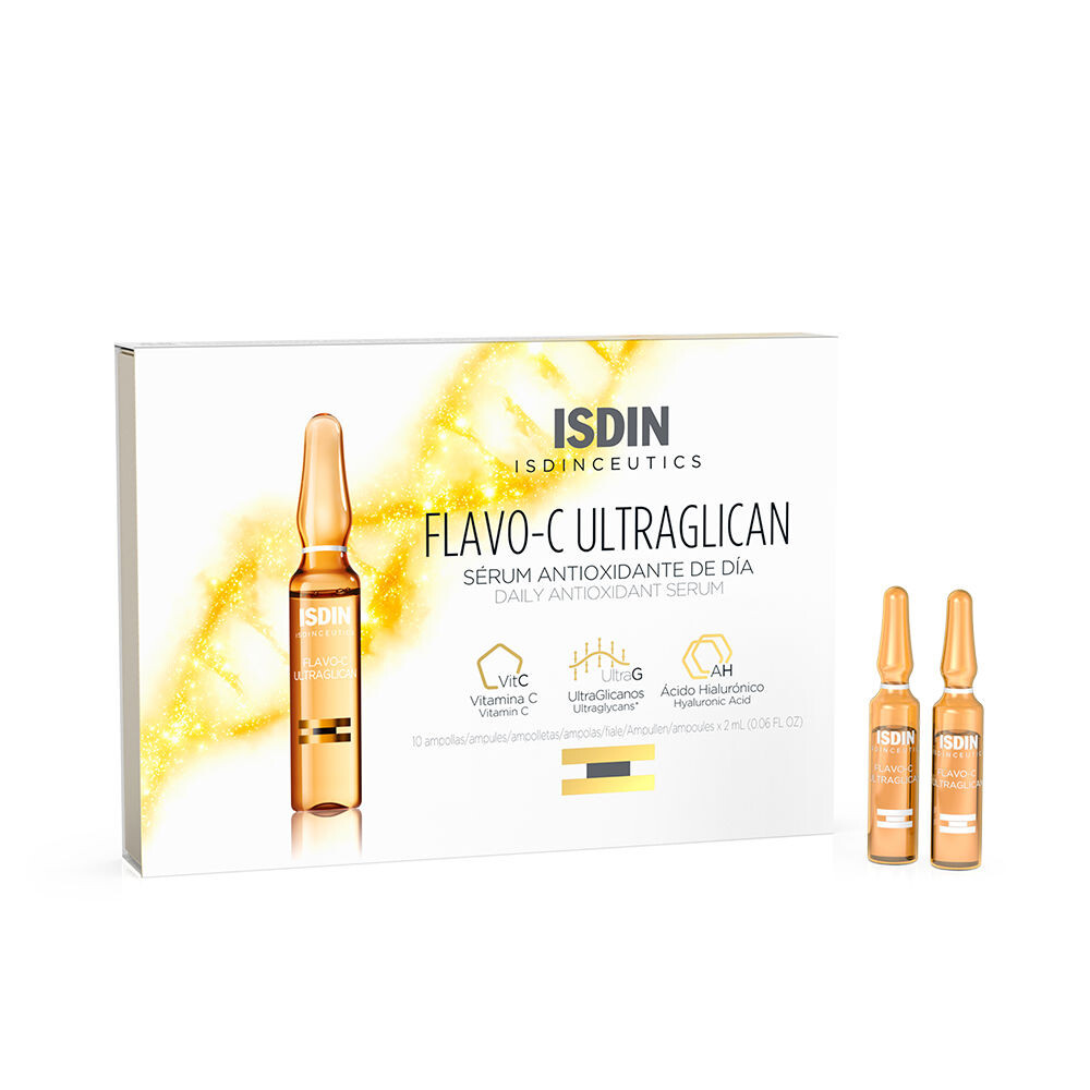

Сывортока для ухода за лицом Isdinceutics flavo-c ultraglican Isdin, 10 х 2 мл