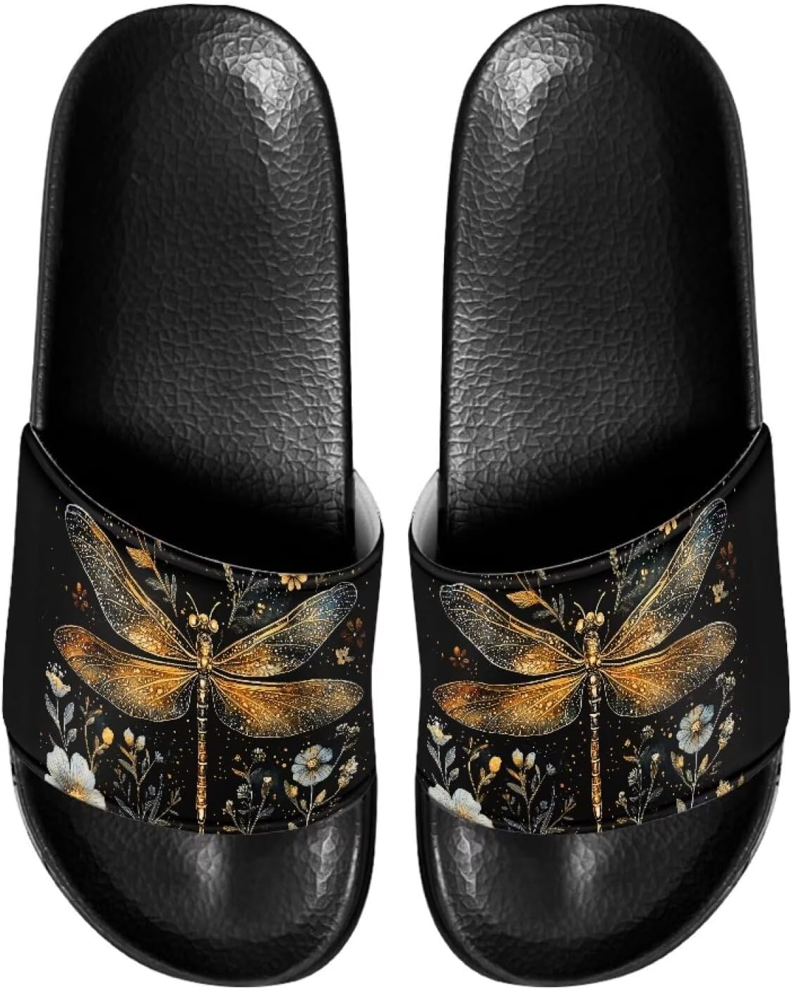 

Женские тапочки JUDENTIDOS с открытым носком, нескользящей подошвой, однотонной застежкой и мягкой плоской подошвой, Dragonfly Floral