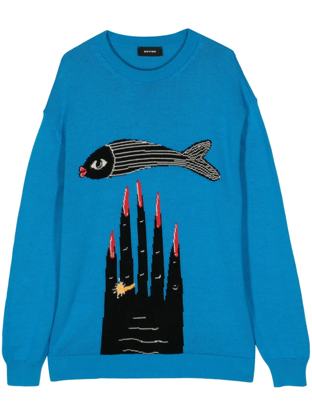 

Джемпер Powerful Hand вязки интарсия BOTTER, синий