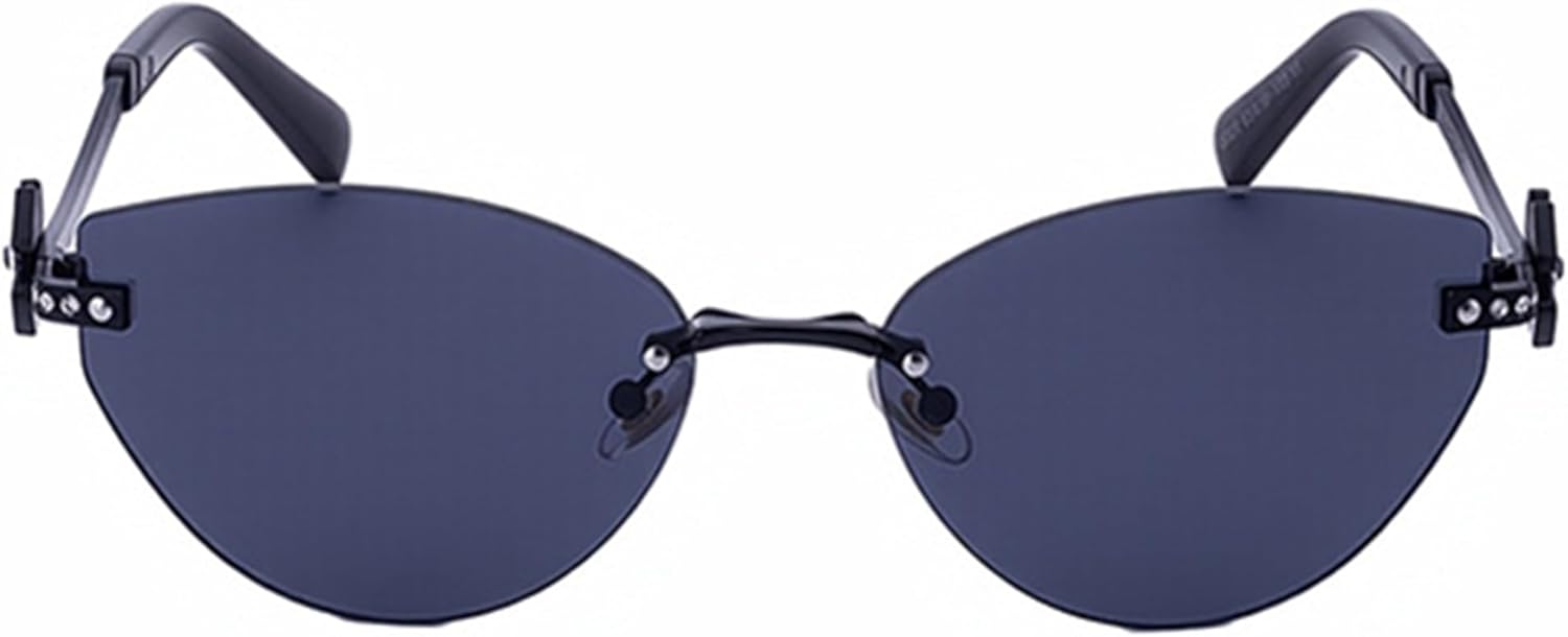 

bullabulling Модные солнцезащитные очки «кошачий глаз» для женщин и мужчин, ретро-очки в стиле Y2K, маленькая оправа с бриллиантами, металлические дизайнерские очки 90-х, Black