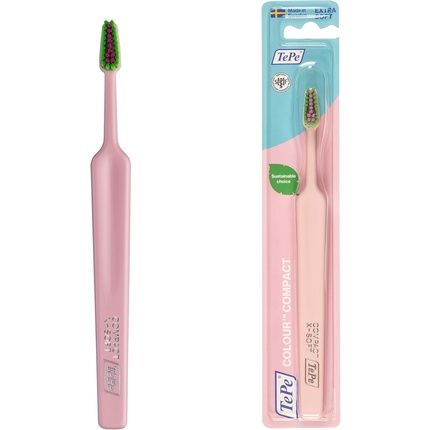 

Зубная щетка Color Compact X-Soft Pink - Экологически чистая Tepe