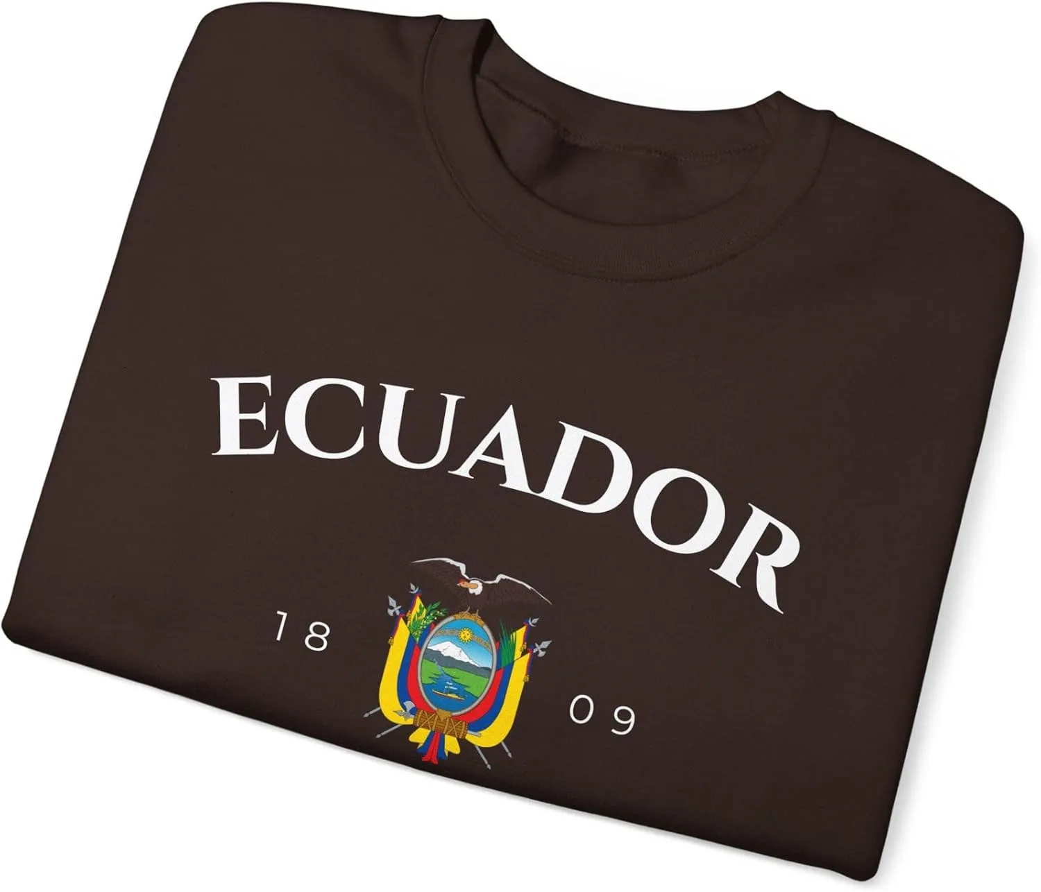Толстовка Heavy Blend с круглым вырезом унисекс Ecuador South America, герб Эквадора GENERIC, Dark Chocolate — фото 3