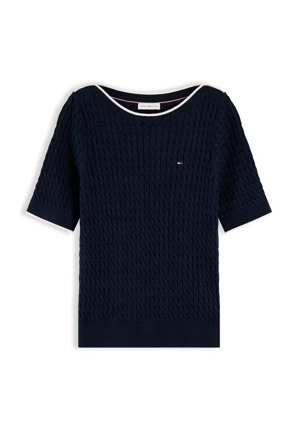 Джемпер Tommy Hilfiger Fine cable boat neck, темно-синий — фото 4