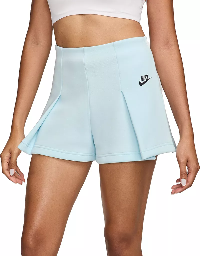 

Женские шорты Nike Sportswear из технического флиса со складками и высокой талией (3 дюйма), цвет Glacier Blue