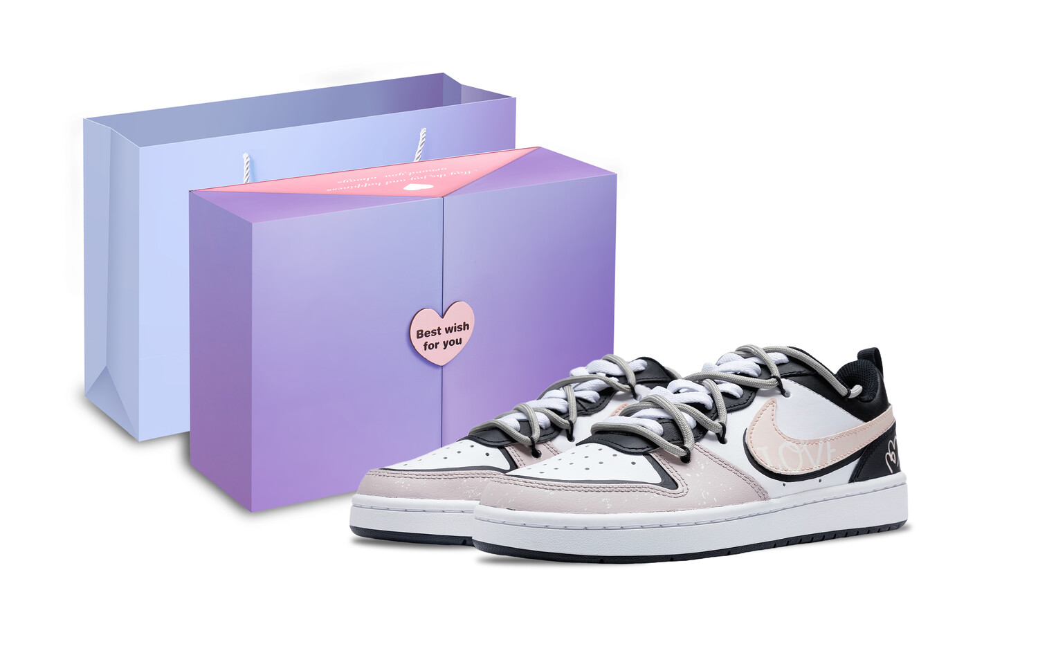 

Кроссовки Nike Court Borough 2 Skateboarding Shoes Women's Low-top Black Color, розовый