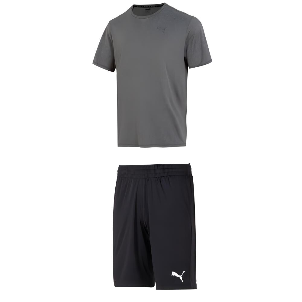 

Повседневный спортивный мужской костюм серый + черный Puma, черный