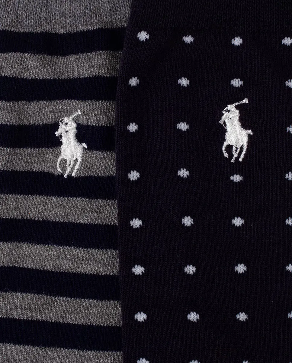 Упаковка из 2 пар мужских носков с коротким принтом Polo Ralph Lauren, тёмно-синий — фото 2