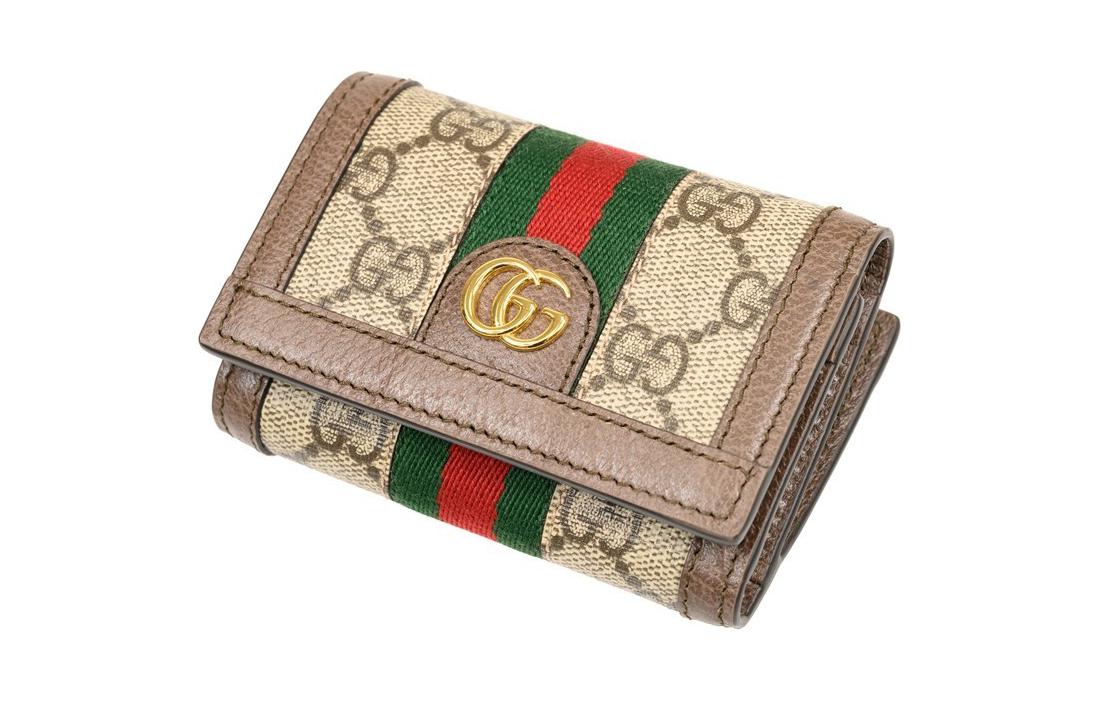 GUCCI Холщовый кошелек с кожаной отделкой унисекс черно-коричневый — фото 4