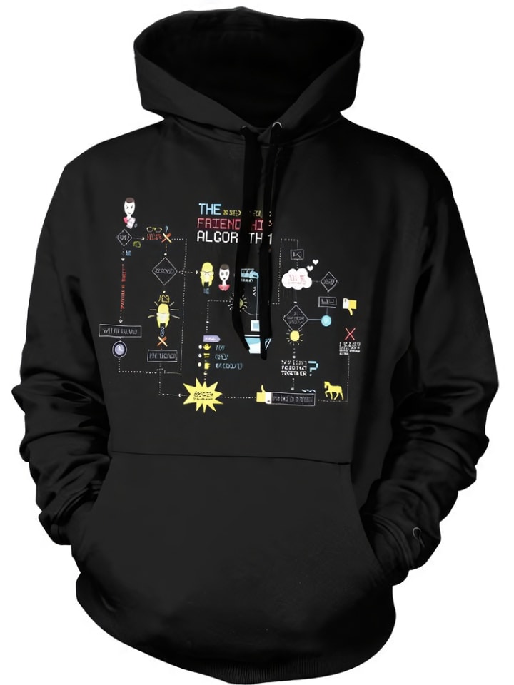

Толстовка с капюшоном The Friendship Minions Algorithm Big Tall Hoodie черного цвета Minions