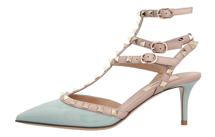 Valentino Туфли на высоком тонком каблуке, женские, светло-голубые
