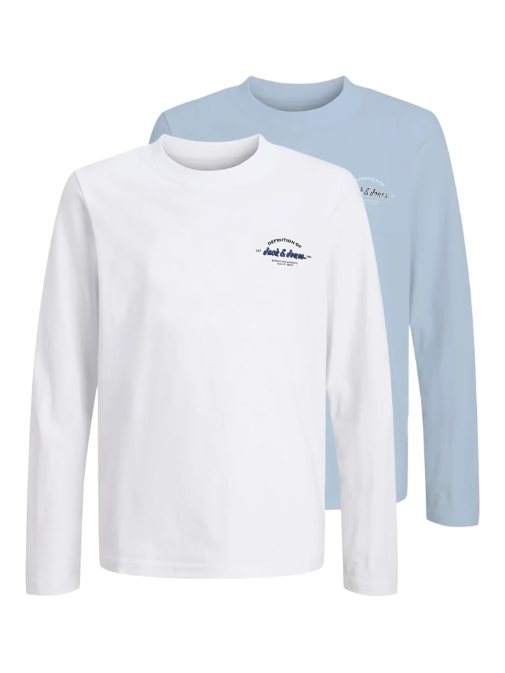 

JACK & JONES Junior Футболка JJBRANDON TEE LS CREW NECK 2PK MP JNR ярко-белого цвета