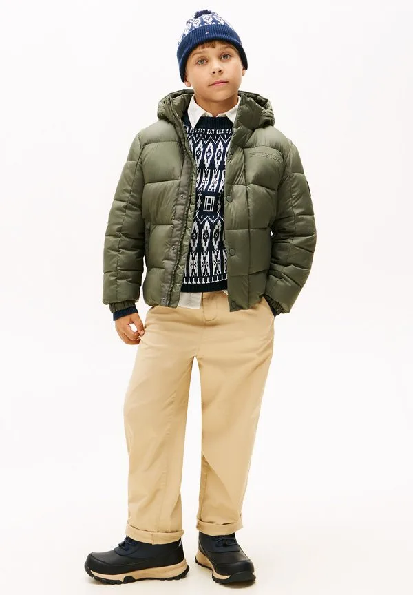 Зимняя куртка с матовым и блестящим тиснением Tommy Hilfiger, Pewter Green