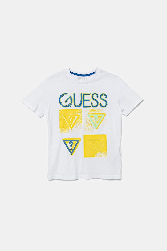 

Детская хлопковая футболка Guess, белый