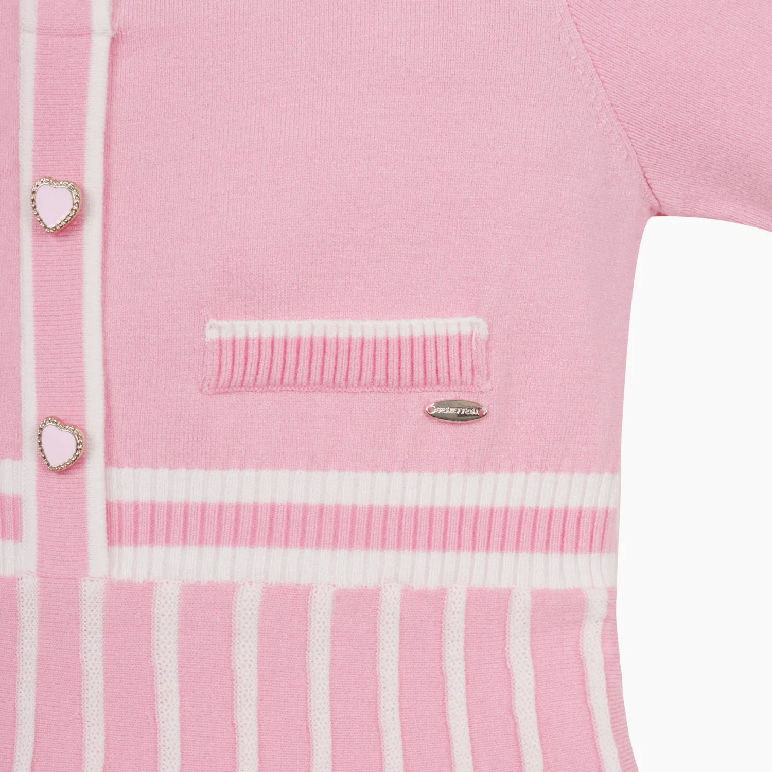Детское розовое вязаное платье с кружевным воротником от Benetton Kids — фото 4