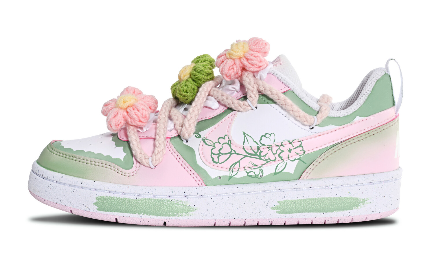 

Кроссовки Nike Court Borough Skateboarding Shoes Women's Low-top White/Green/Pink, белый/зеленый/розовый