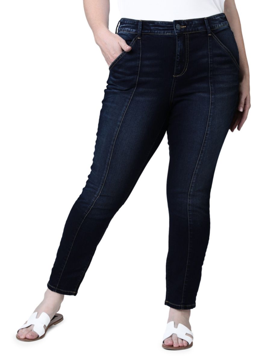 

Джинсы-скинни с высокой талией и длиной до щиколотки Slink Jeans Plus, синий