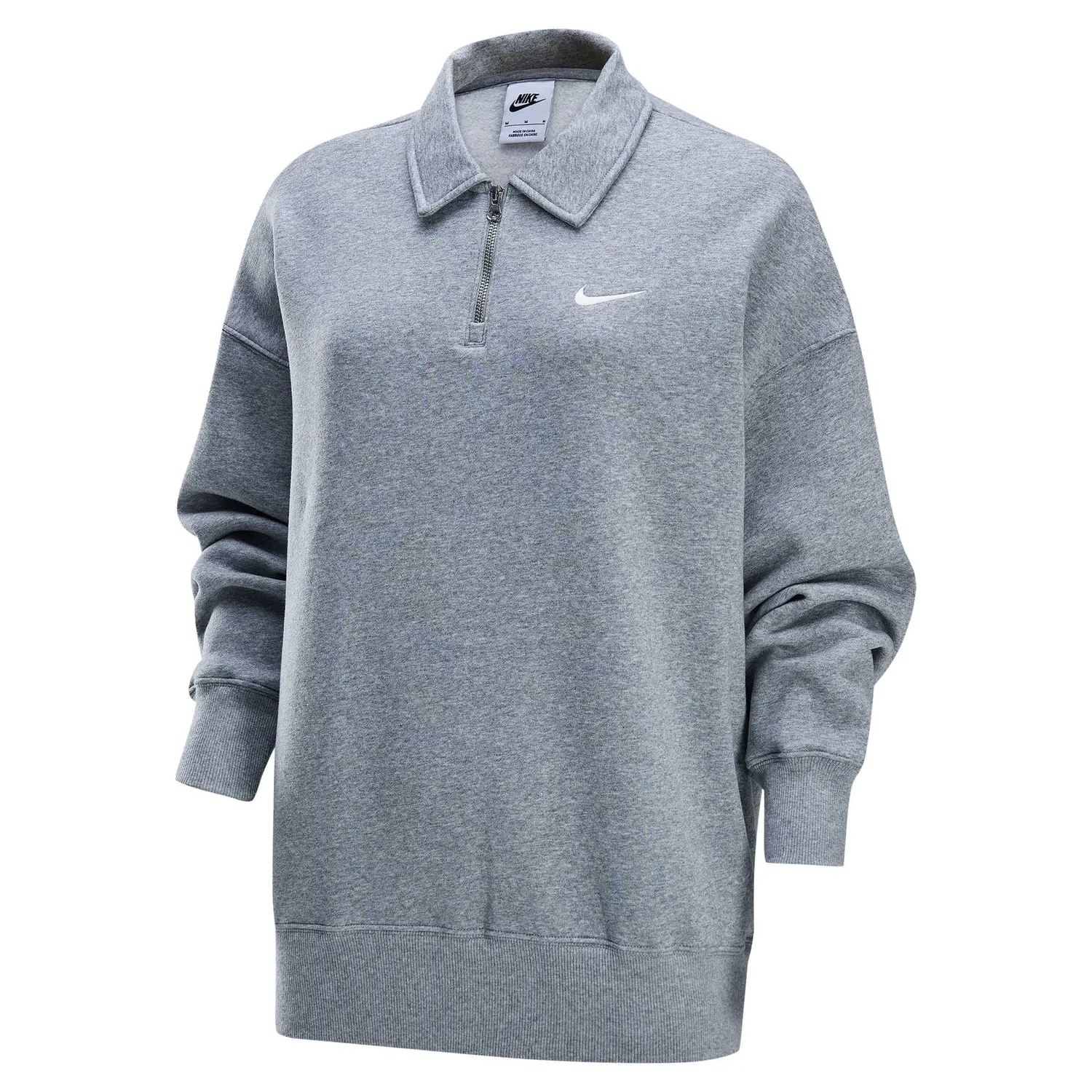Sportswear Phoenix Fleece Women's Oversized 1/4-Zip Polo Nike, темно-серый/белый — фото 3