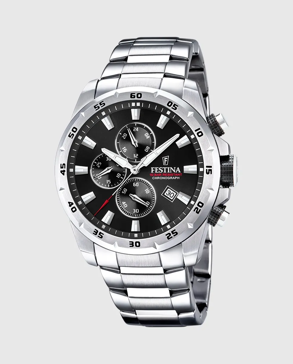 

F20463/4 Chrono Sport мужские часы в серебристо-стальном корпусе Festina, серебряный