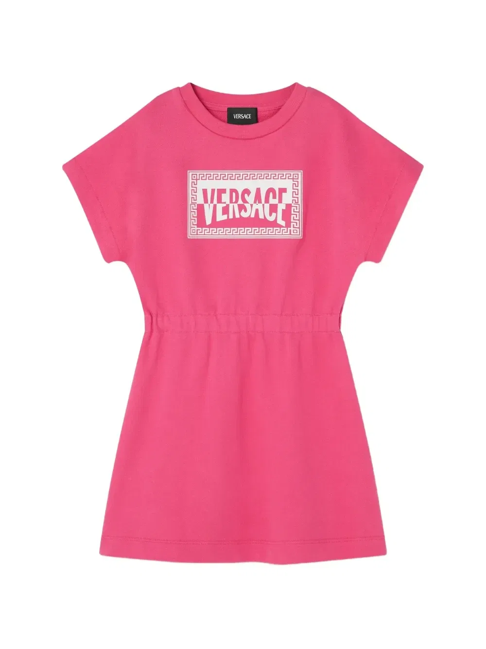 Детское платье-свитшот из хлопкового джерси с принтом Versace Kids, розовый