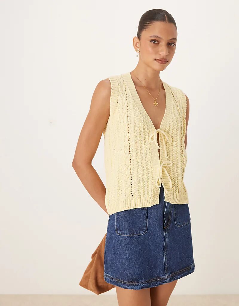 

Майка ASOS DESIGN с завязками спереди, цвет пахты