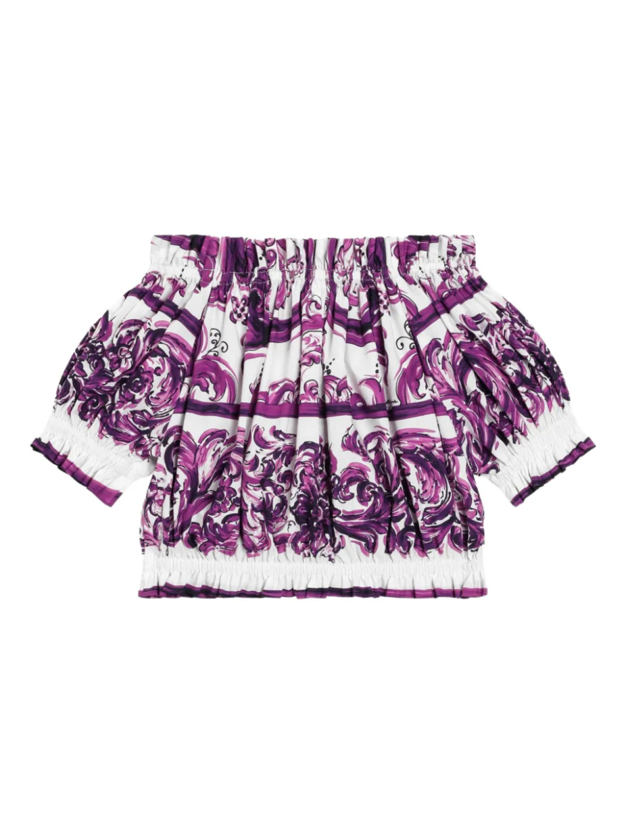 Dolce & Gabbana Kids блузка с принтом Majolica, фиолетовый — фото 2