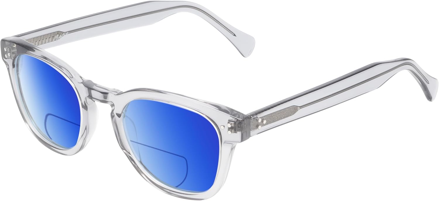 

Поляризованные бифокальные солнцезащитные очки Chelidae для чтения, мужские и женские, с защитой от УФ-излучения, для вождения, тонированные Reptile, Smoke Grey Crystal/Polarized Blue Mirror