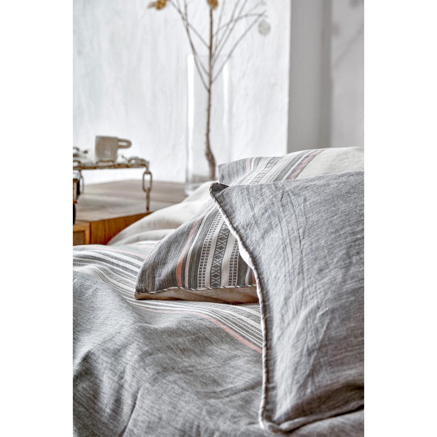 Комплект постельного белья Ecocotton Dila, 100 % органический хлопок, лен, бежево-зеленый, 200X220 см — фото 2