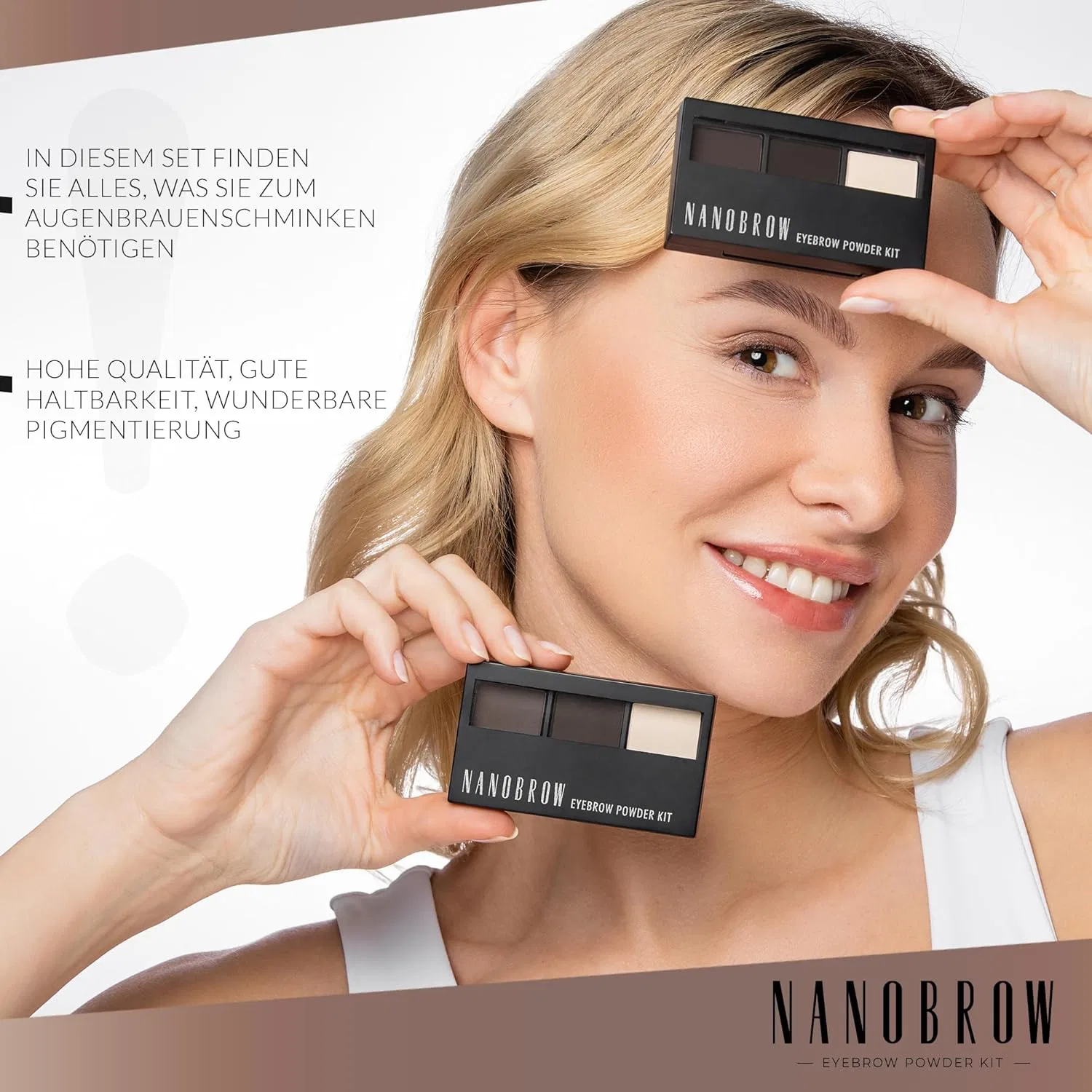 Набор для макияжа бровей Nanobrow Eyebrow Powder (темный) Nanobrow, Dark — фото 3